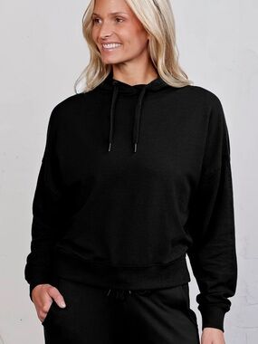 Tasc Performance Studio Fleece Pullover Hoodie Black Size L Bamboo Blend